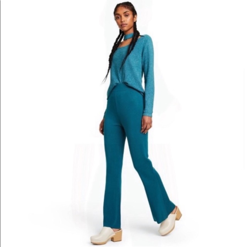 Victor Glemaud x Target High Rise Flare Sweater Pants Small Teal Pull On NEW SM